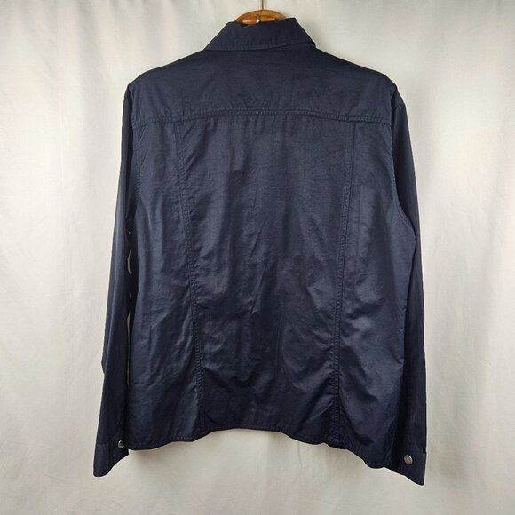 Chico's Wind Breaker Women Zip-Up Pockets Collared Navy Blue Size 1 - Picture 2 of 5